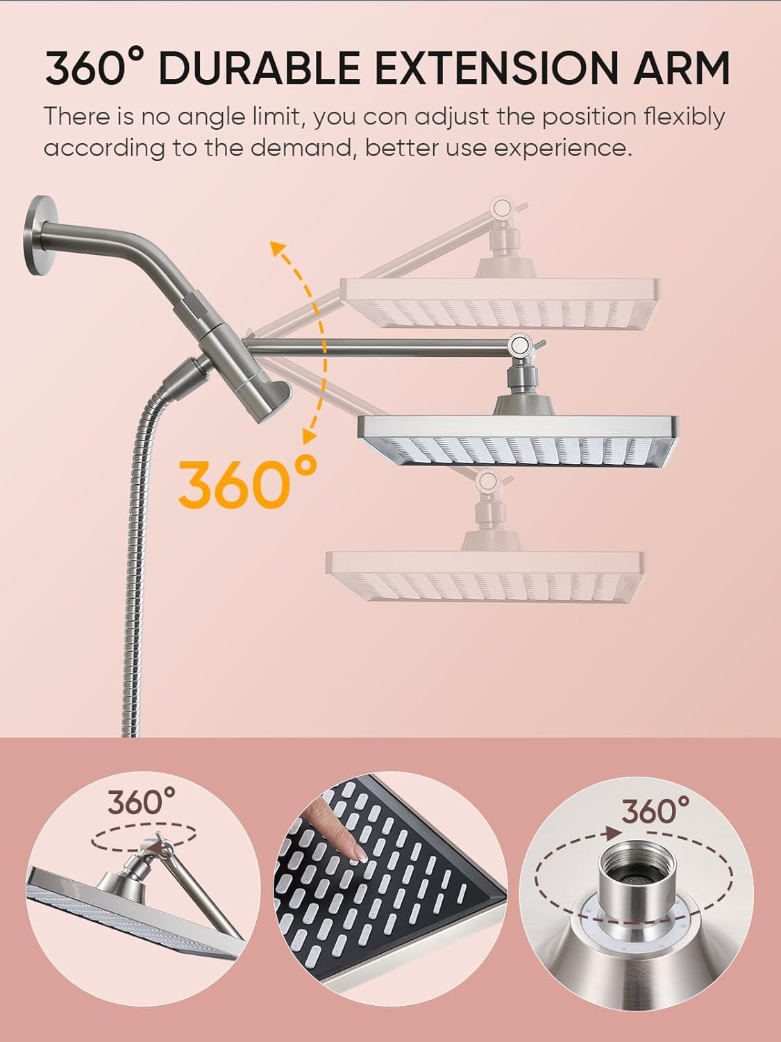 Cobbe 118 Inch Rain Shower Head with 6 Modes Handheld Combo