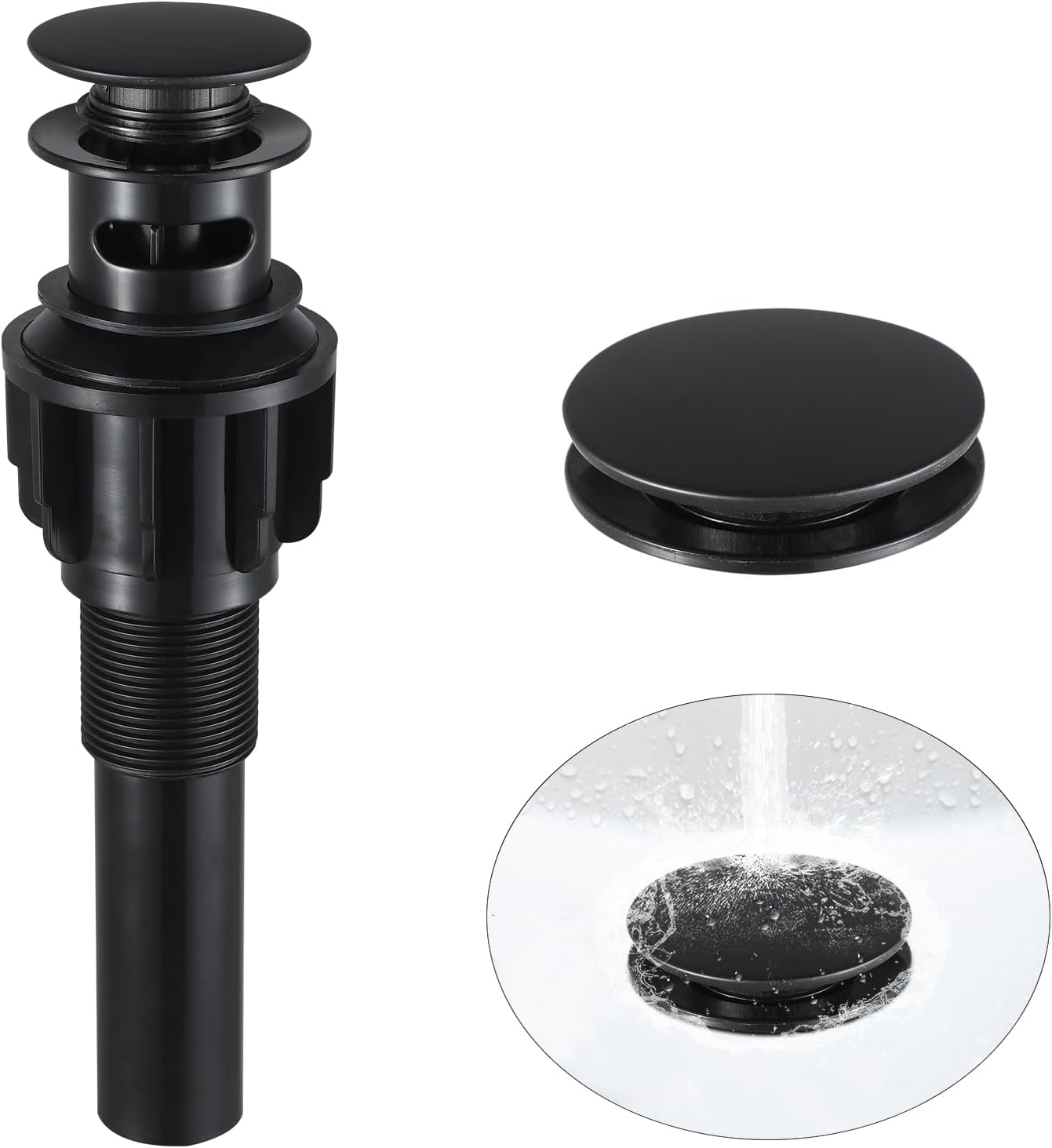Jorilaisa Pop Up Drain Stopper with Overflow - Matte Black