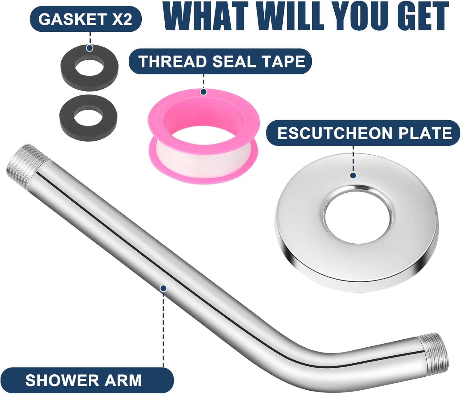 10 Inch Chrome Shower Arm with Flange - Durable Wall Mount Replacement