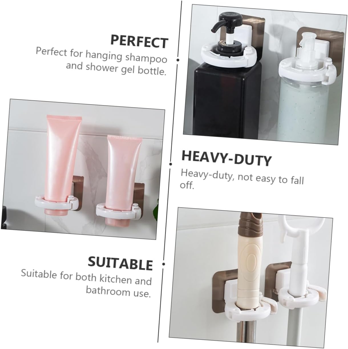 FONDOTIN 3pcs Wall-Mounted Shower Gel Bottle Holder