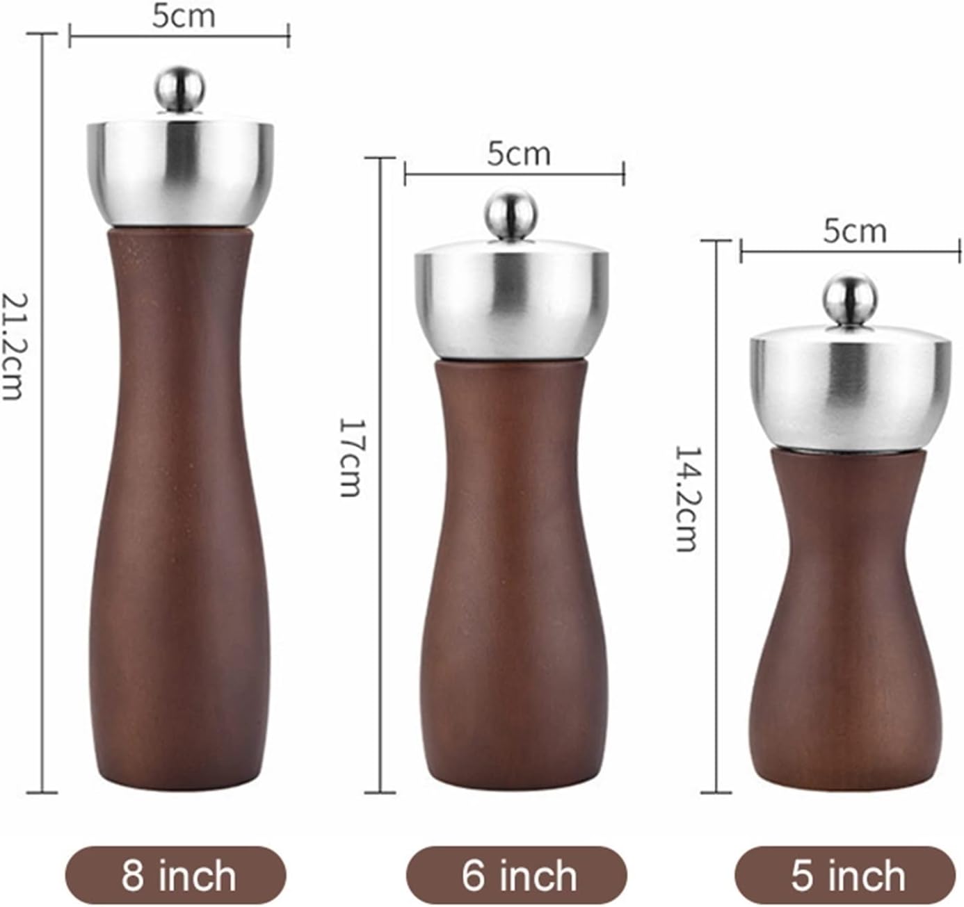 Spice Grinder Set with Adjustable Coarseness