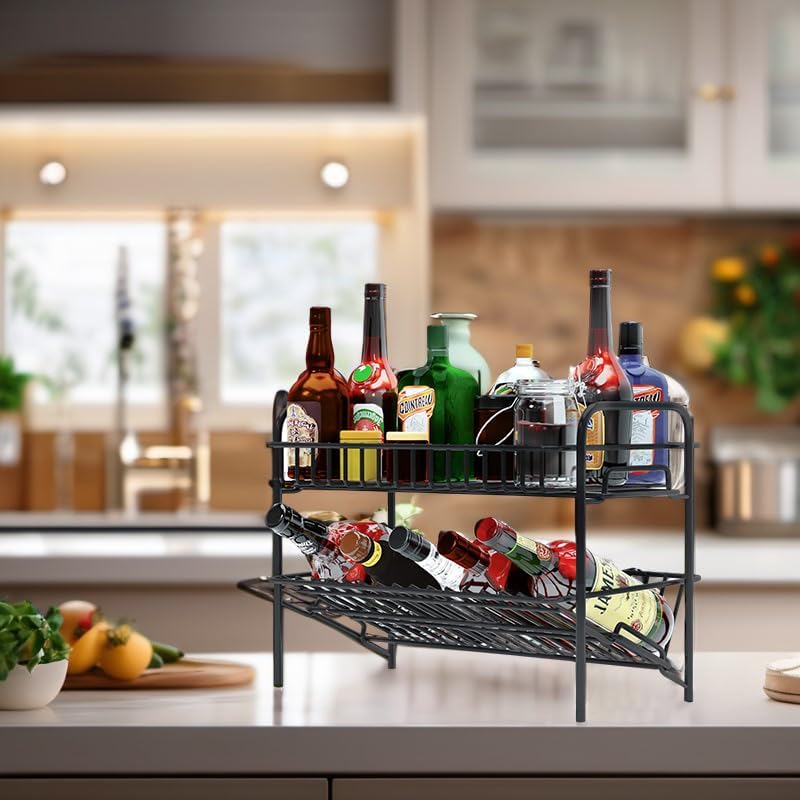 HengLiSam 2 Tier Spice Rack Organizer Black