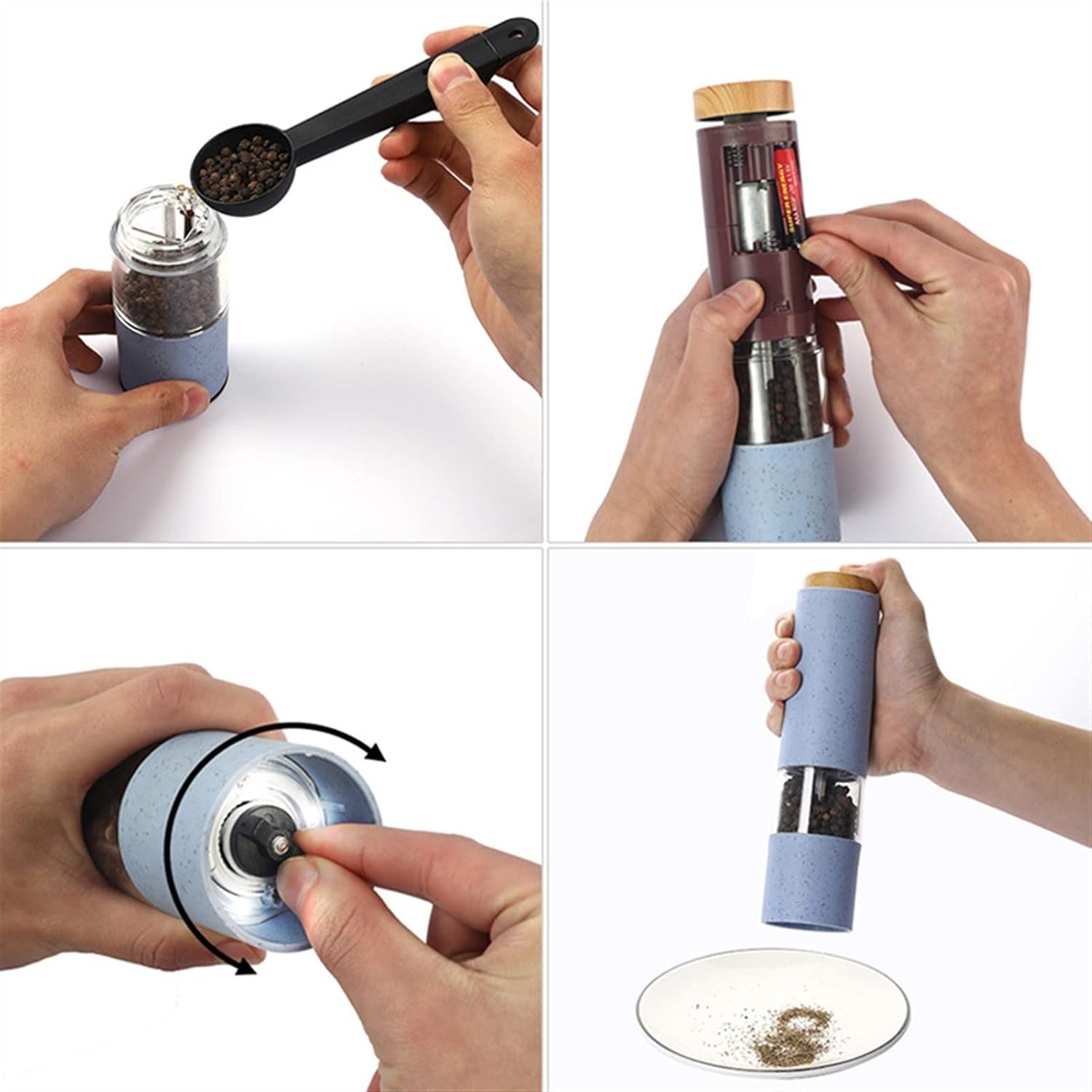Electric Spice Grinder Set With Holder 2PCS