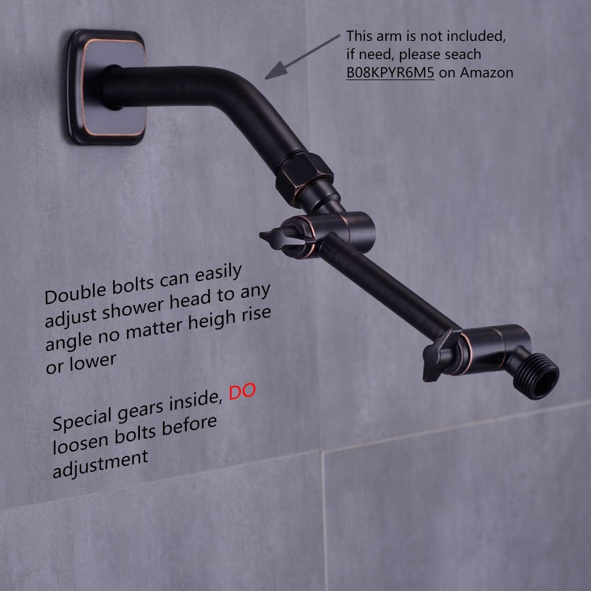 TRUSTMI Adjustable Shower Arm 4 Inch Brass Combo