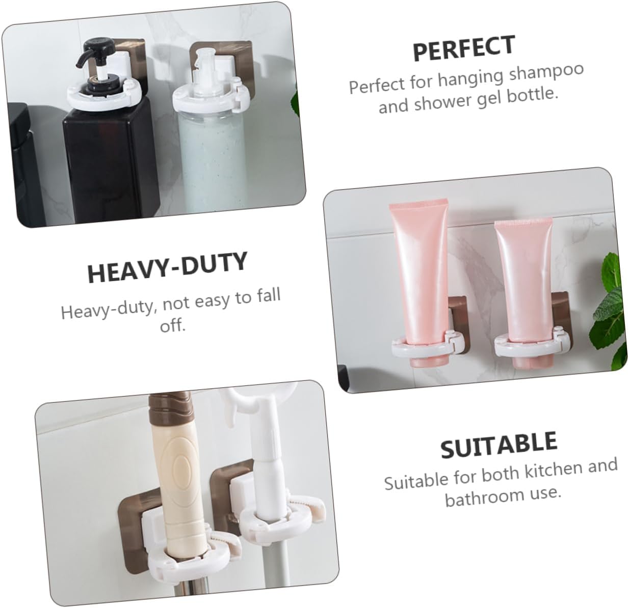 Ciieeo Wall Mounted Shampoo Gel Bottle Rack Adhesive No Holes