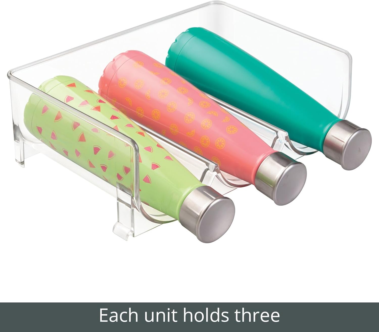 mDesign Clear Stackable 3 Bottle Holder - 4 Pack