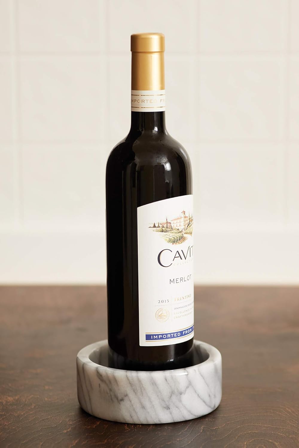 Fox Run Marble Wine Bottle Stand 5x5x2 Inches