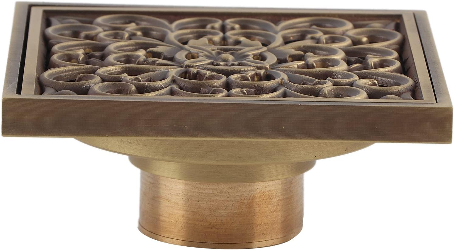 39 Inch Square Shower Drain in Antique Brass