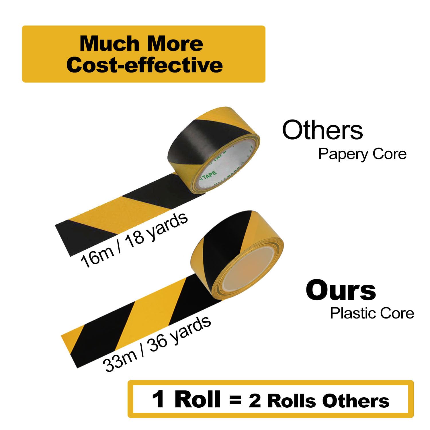 LeaGerous Yellow-Black Safety Warning Tape 2x36 Yards 4 Rolls