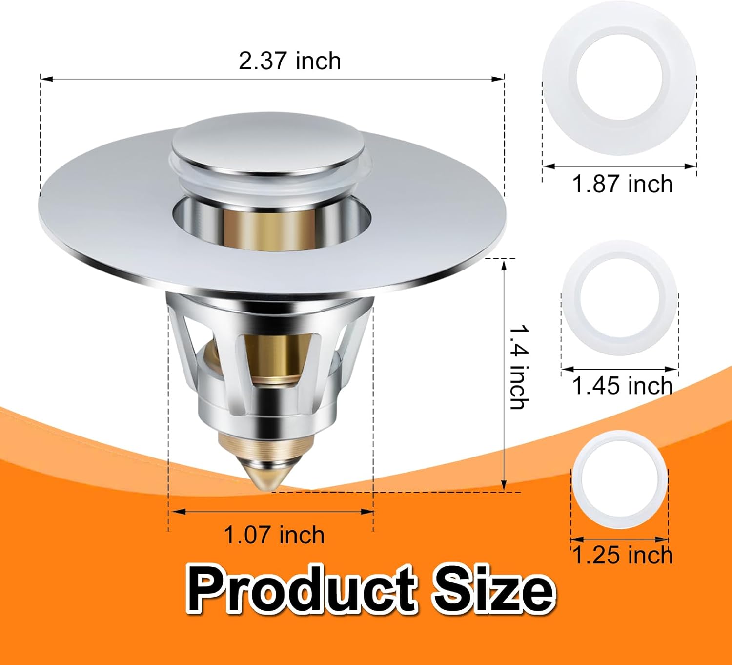 Universal Brass Sink Stopper with Hair Catcher