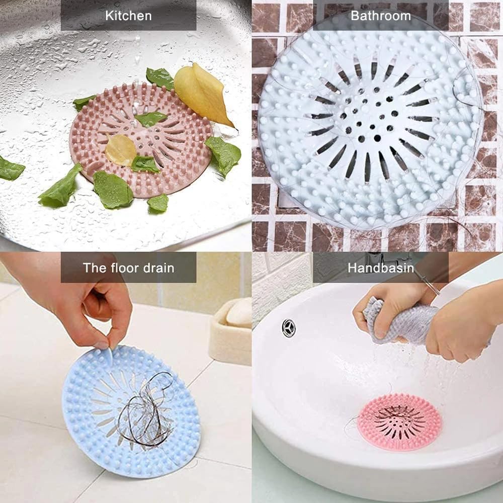 Pack of 6 Silicone Hair Catcher for Bath