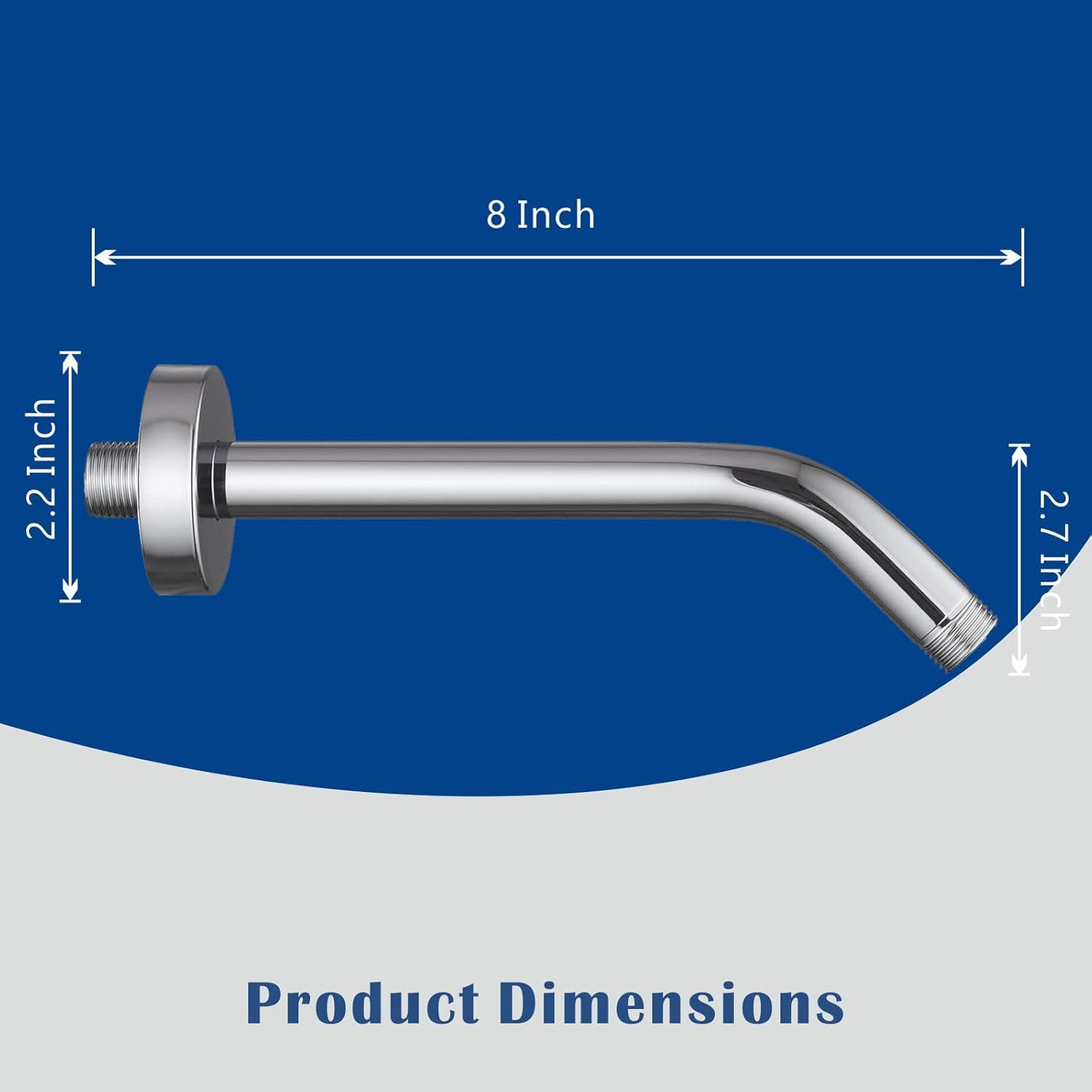 Eolax 8 Inch Chrome Shower Arm and Flange with Flange