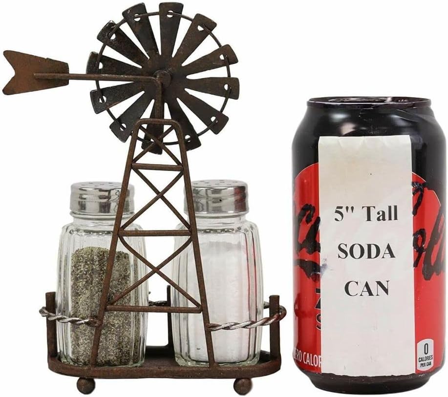 1 Set Of 65H Rustic Windmill Salt And Pepper Shakers