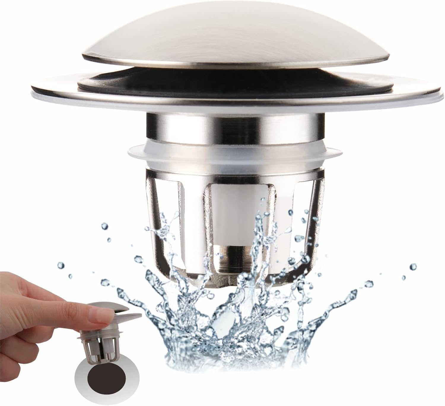 Wellup Universal 2-in-1 Sink Stopper with Hair Catcher