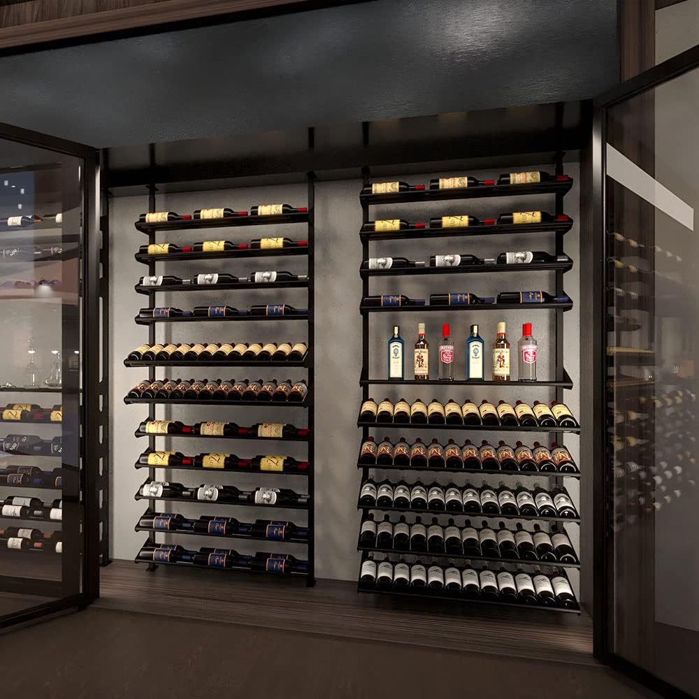 Black Metal Wine Rack - Stores 84 Bottles Modular Design