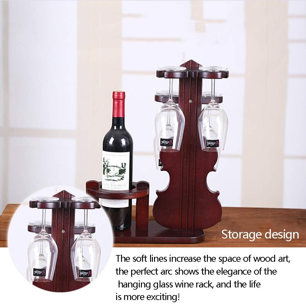 Creative Violin Wine Rack Wood Craft for Home Office