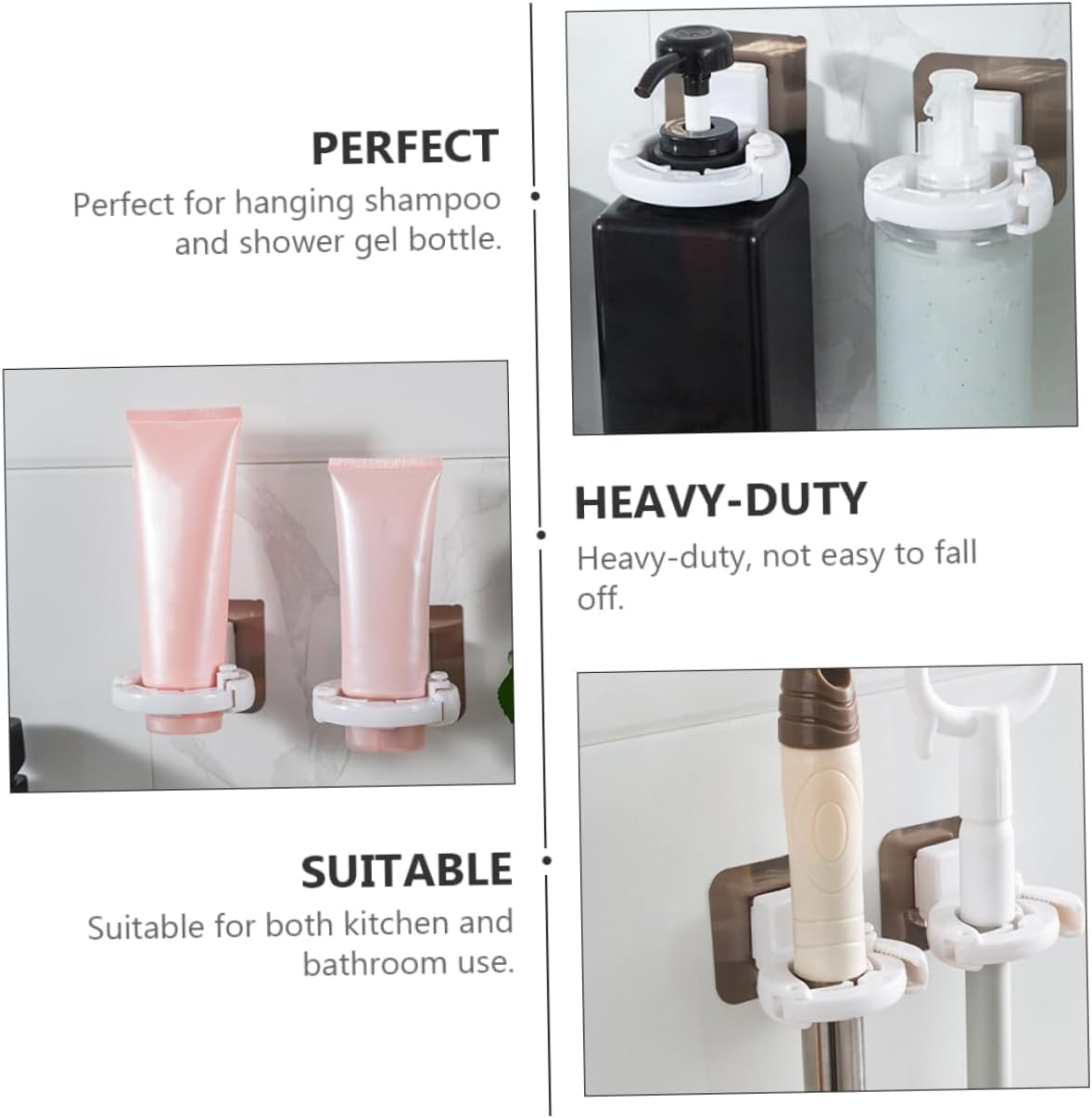 PRETYZOOM 3Pcs Adhesive Shower Gel Holders Wall Mounted Storage Racks