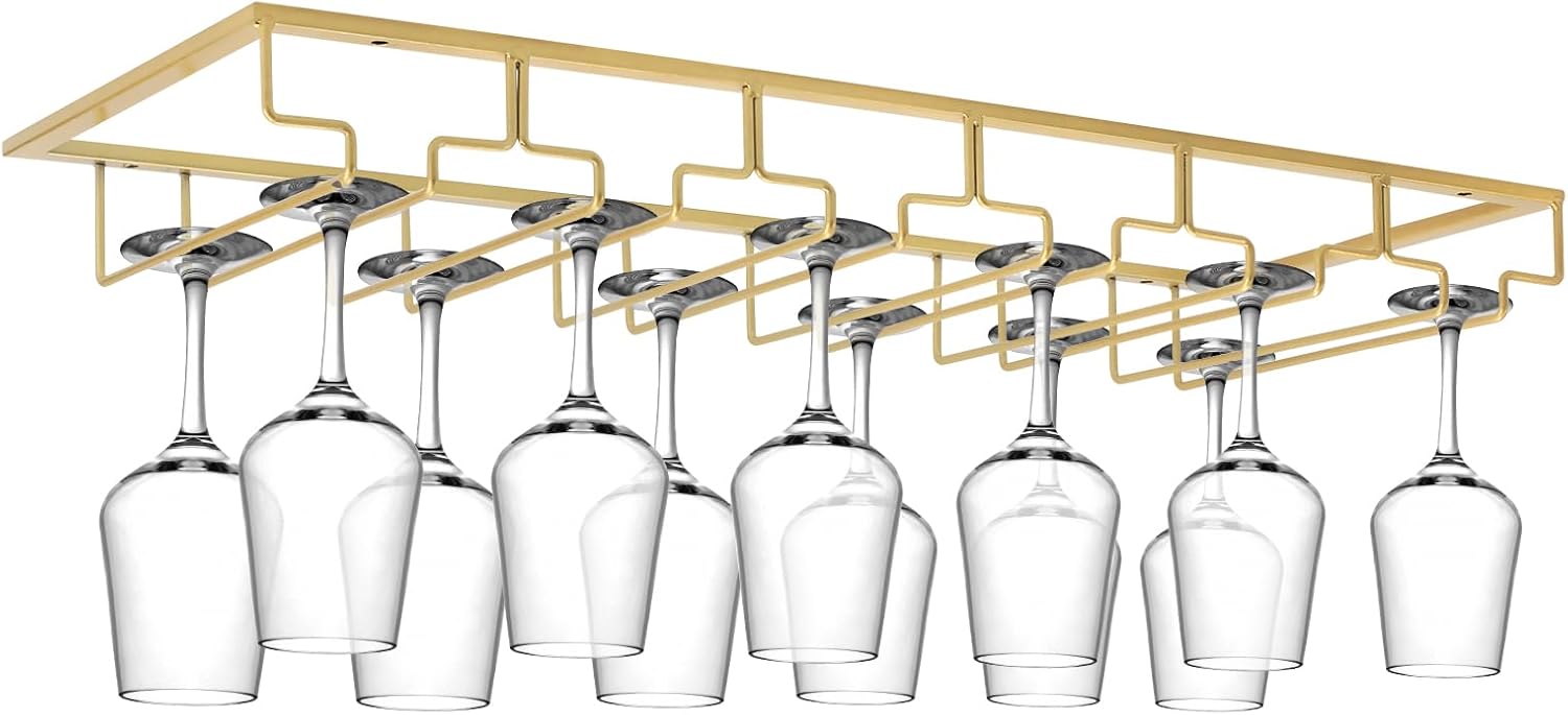 Xverycan 6 Row Wine Glass Rack Under Cabinet