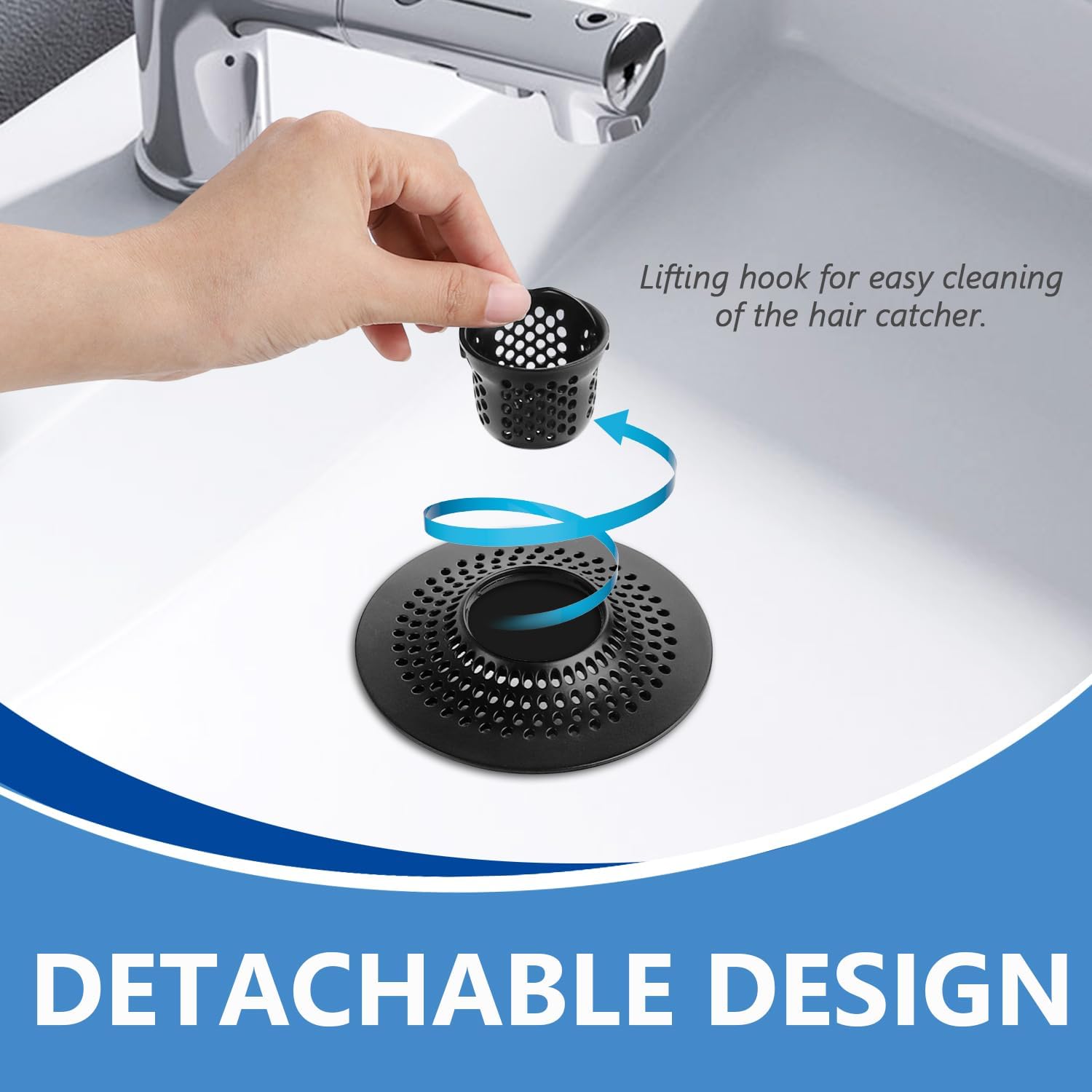 MFTEK Drain Hair Catcher Stainless Steel Black