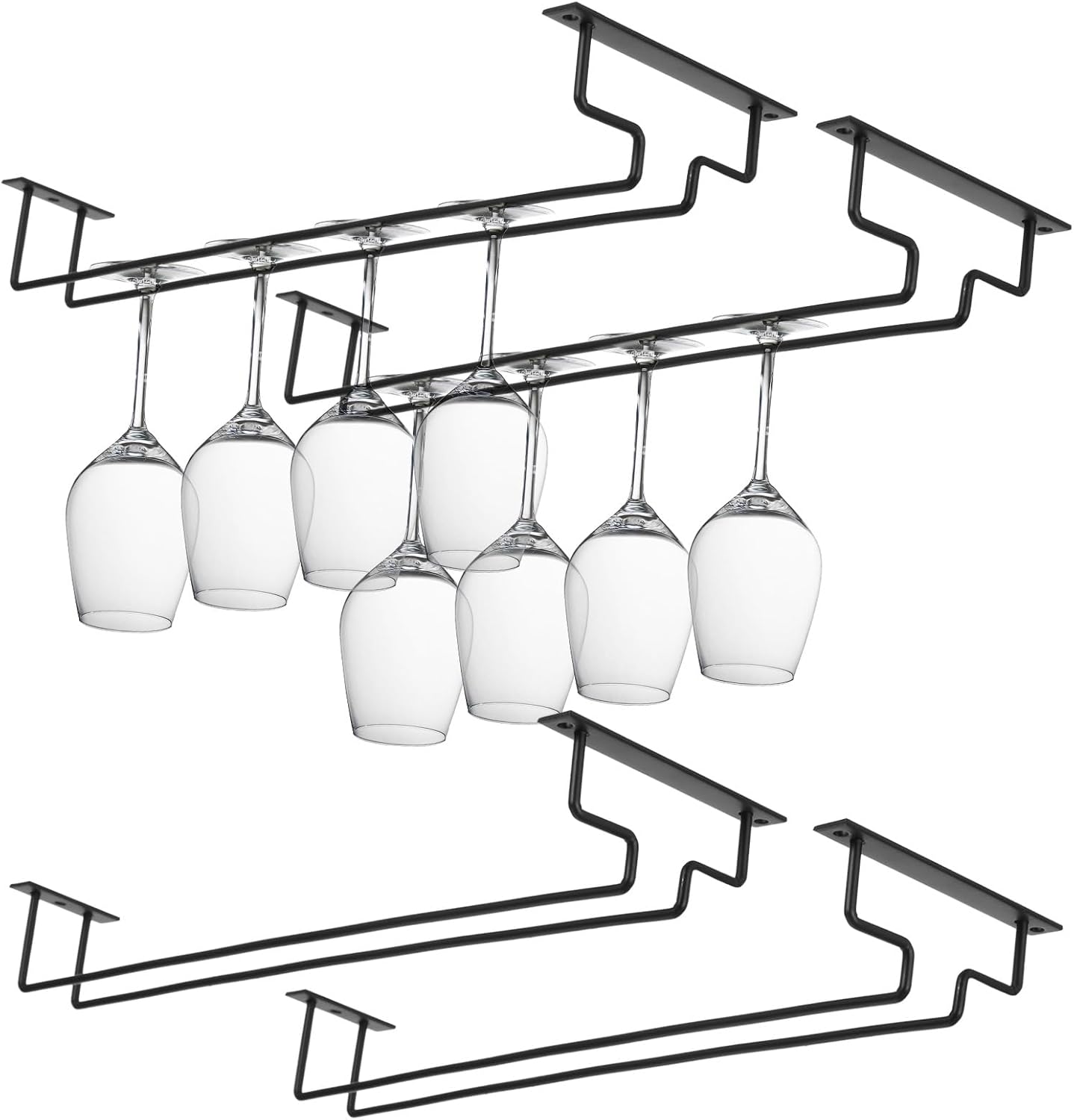 4 Pack 156 Inch Black Wine Glass Rack