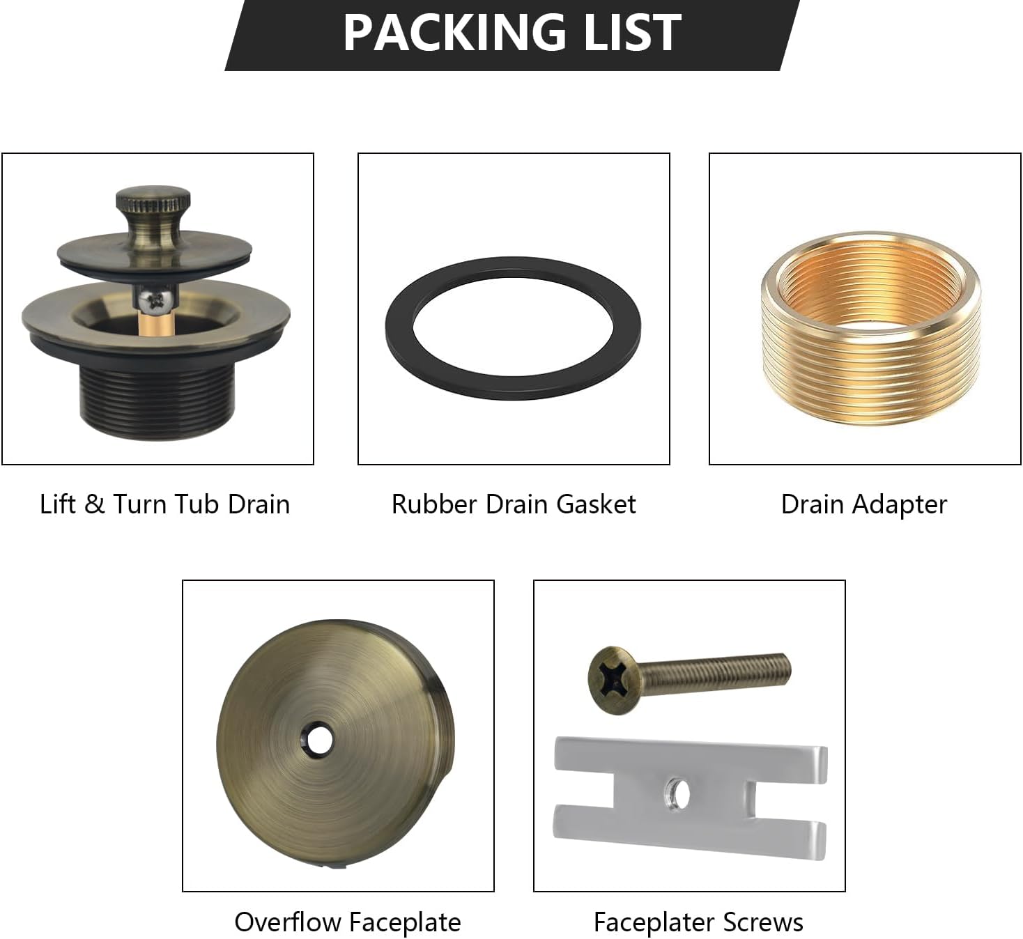 Uni-Green Antique Brass Tub Drain Kit with Hair Catcher