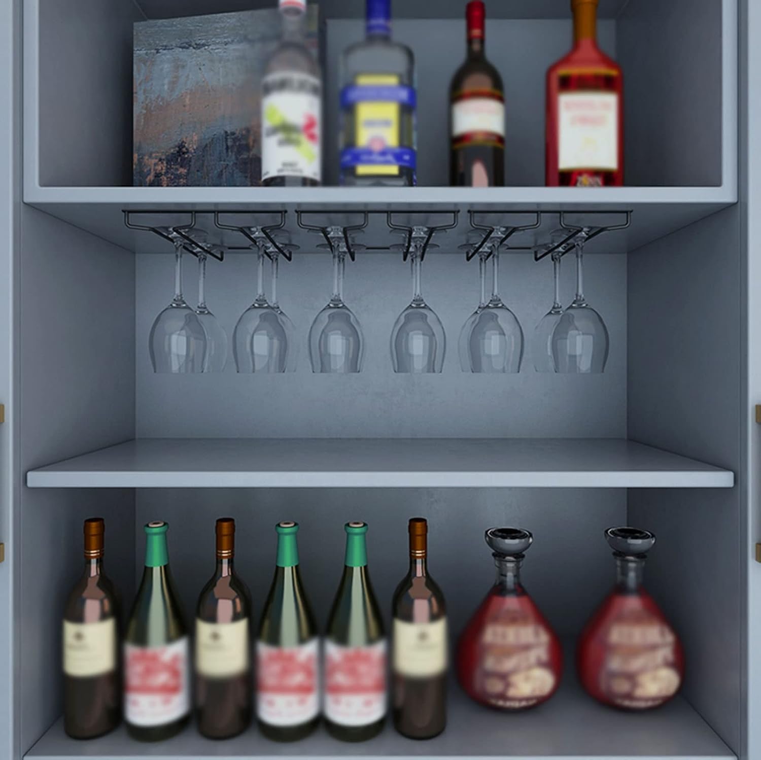 V3VOGUE 2 Row Stemware Holder Wine Glass Hanger Rack