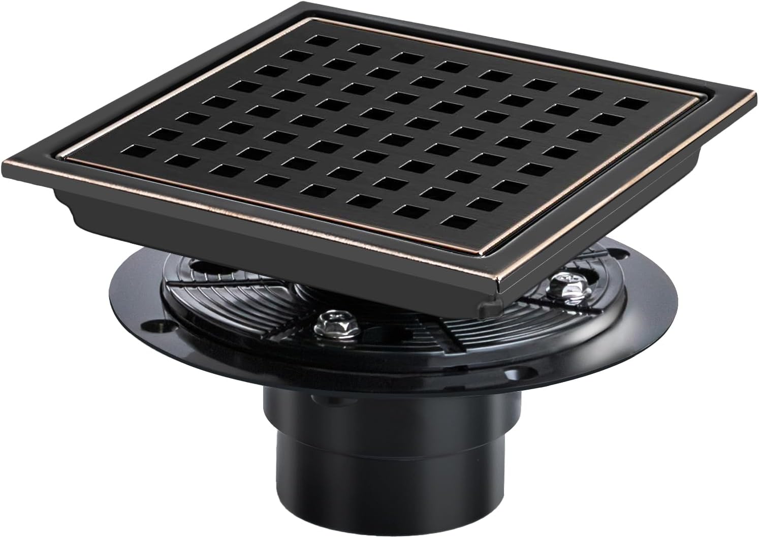 SaniteModar 6 Inch Shower Floor Drain with Flange and Removable Grid Panel