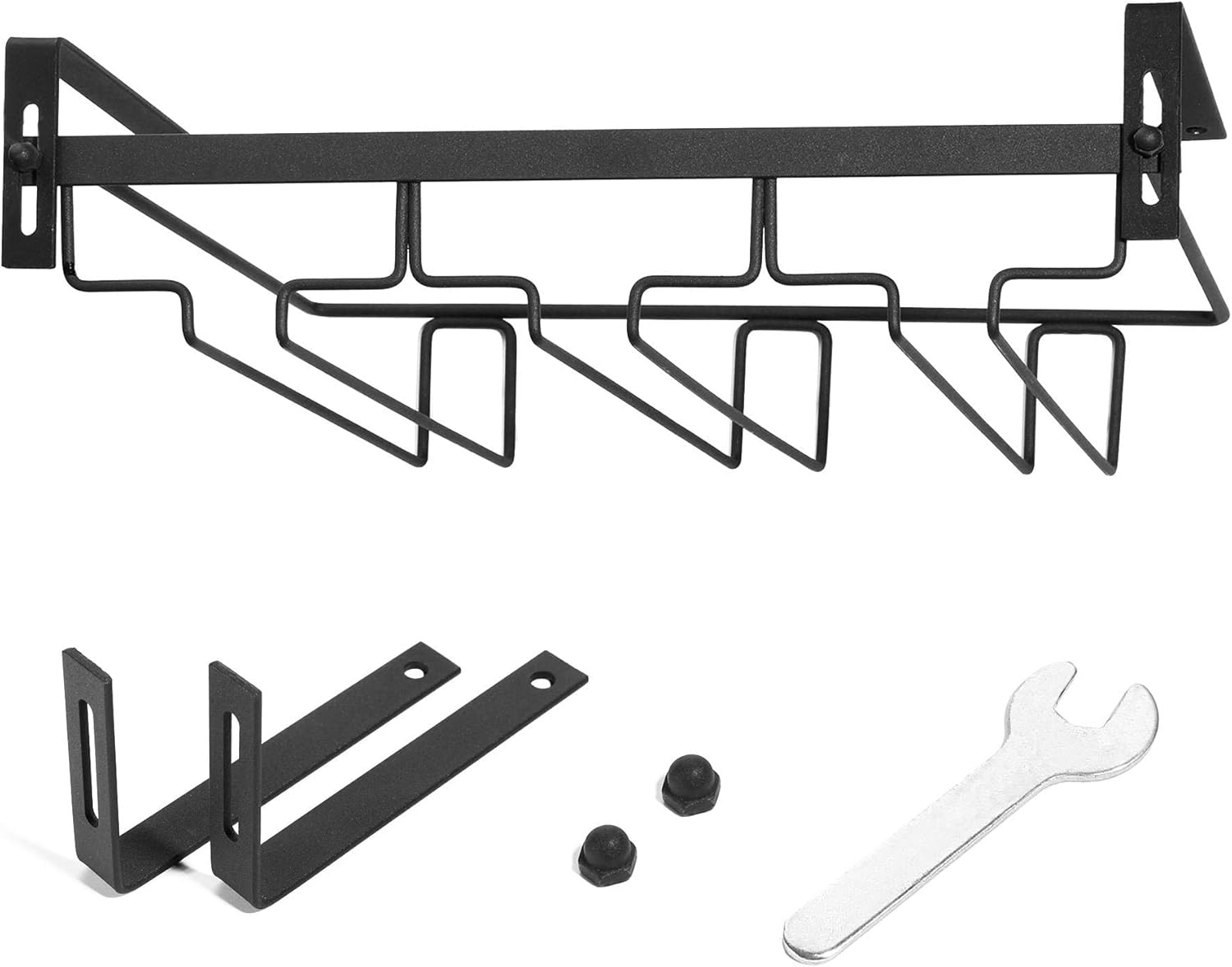 Kamehame Wine Glass Rack Under Cabinet 3 Rows Black