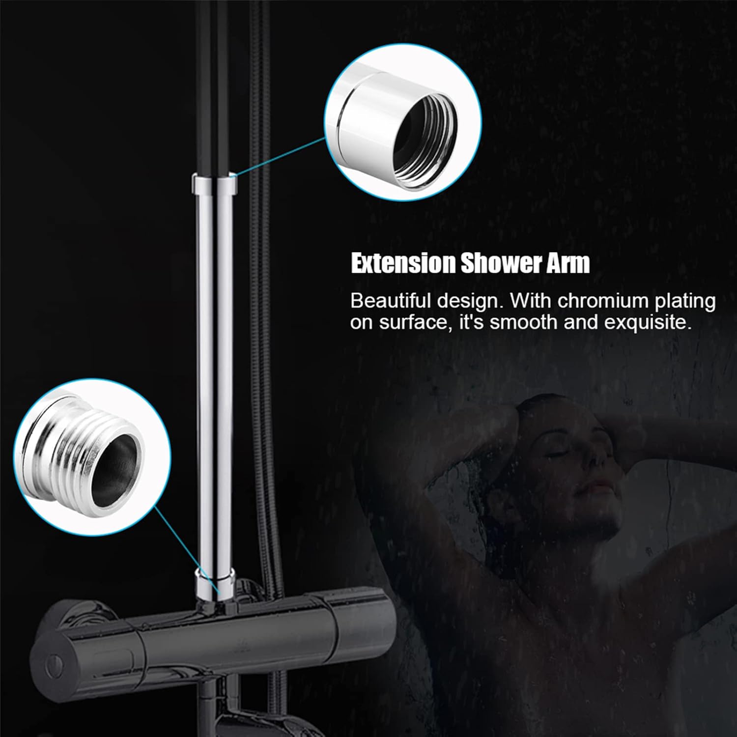 Haofy Extra Long Adjustable Shower Head Arm with Locking Screw 1