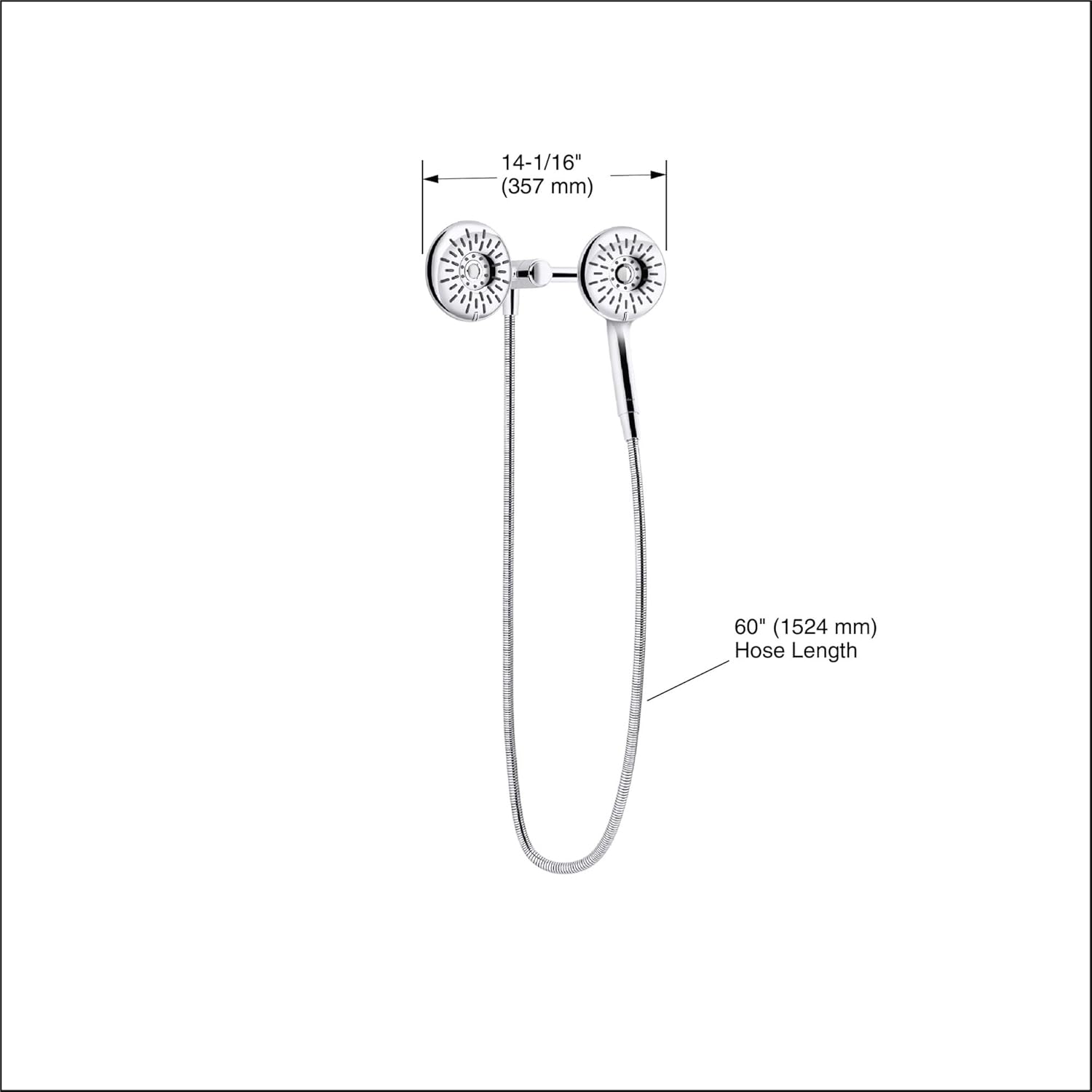 KOHLER Freespin Bellerose 3-Spray Dual Wall Mount Fixed Handheld Shower Head