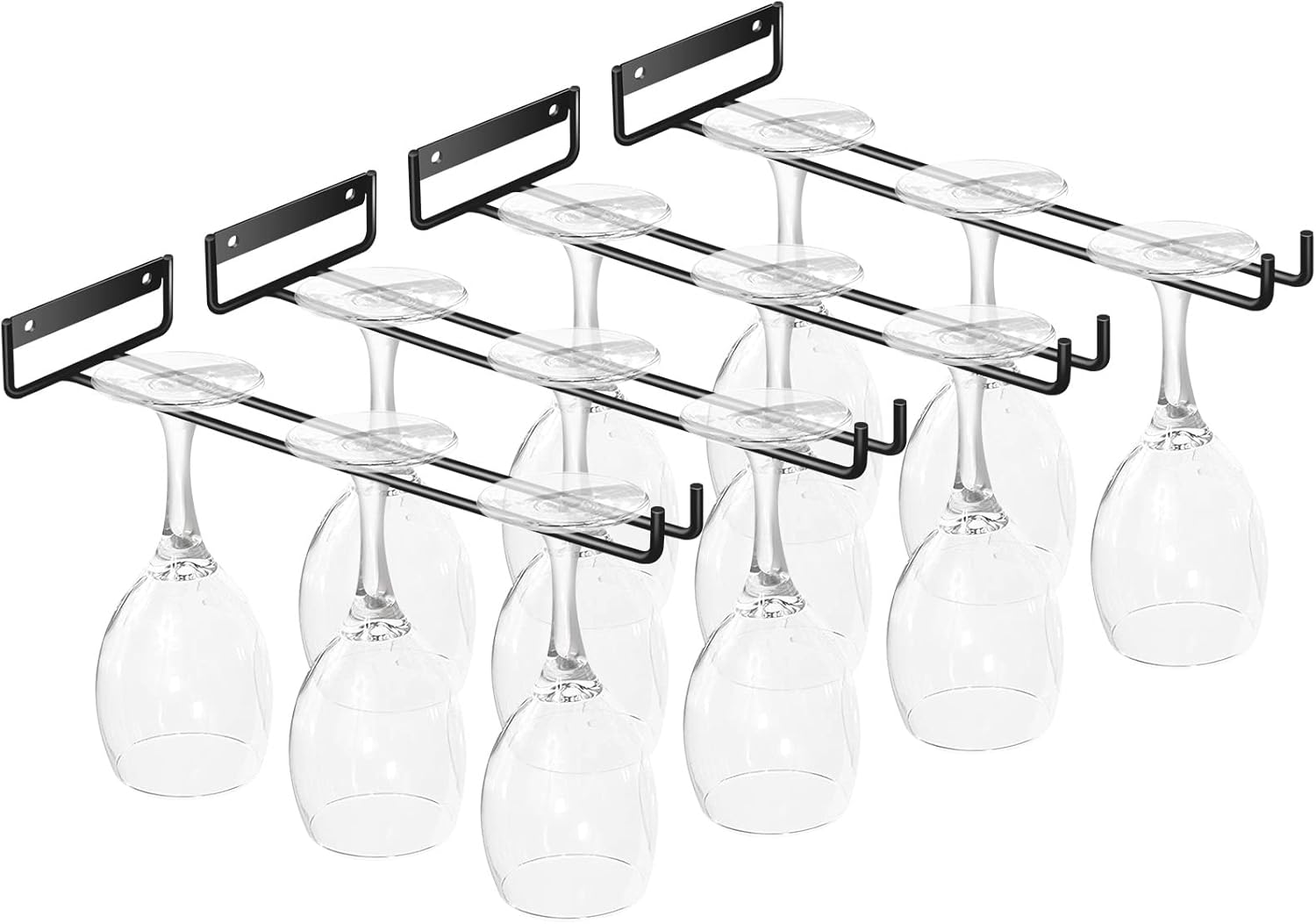 BUILOG 118 Inch Wine Glass Rack 4 Pack Black