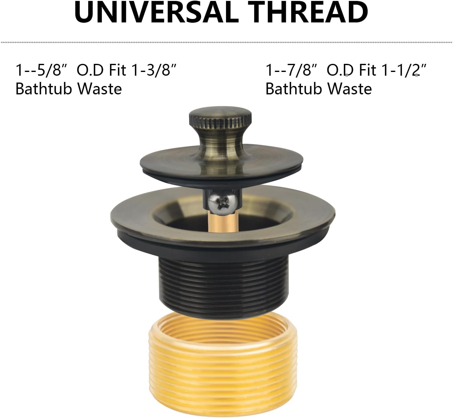 Uni-Green Antique Brass Tub Drain Kit with Hair Catcher