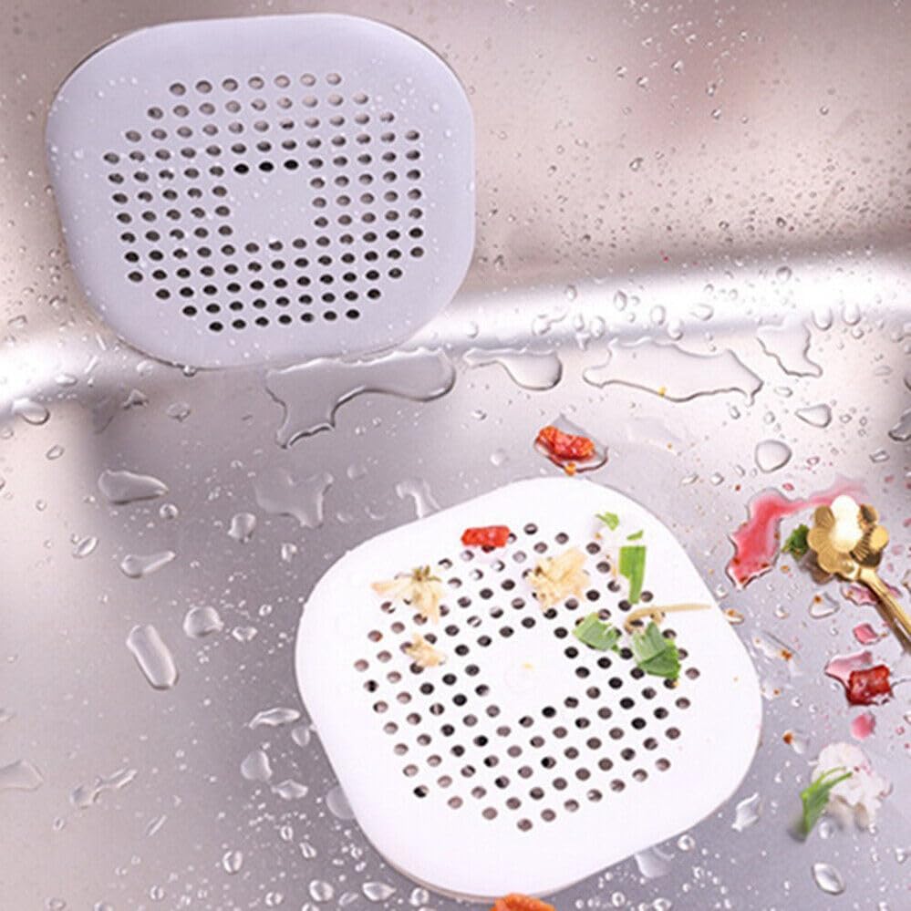 Square Drain Strainer Covers 4-Pack Silicone Suction Cup Hair Debris Blockage Preventers