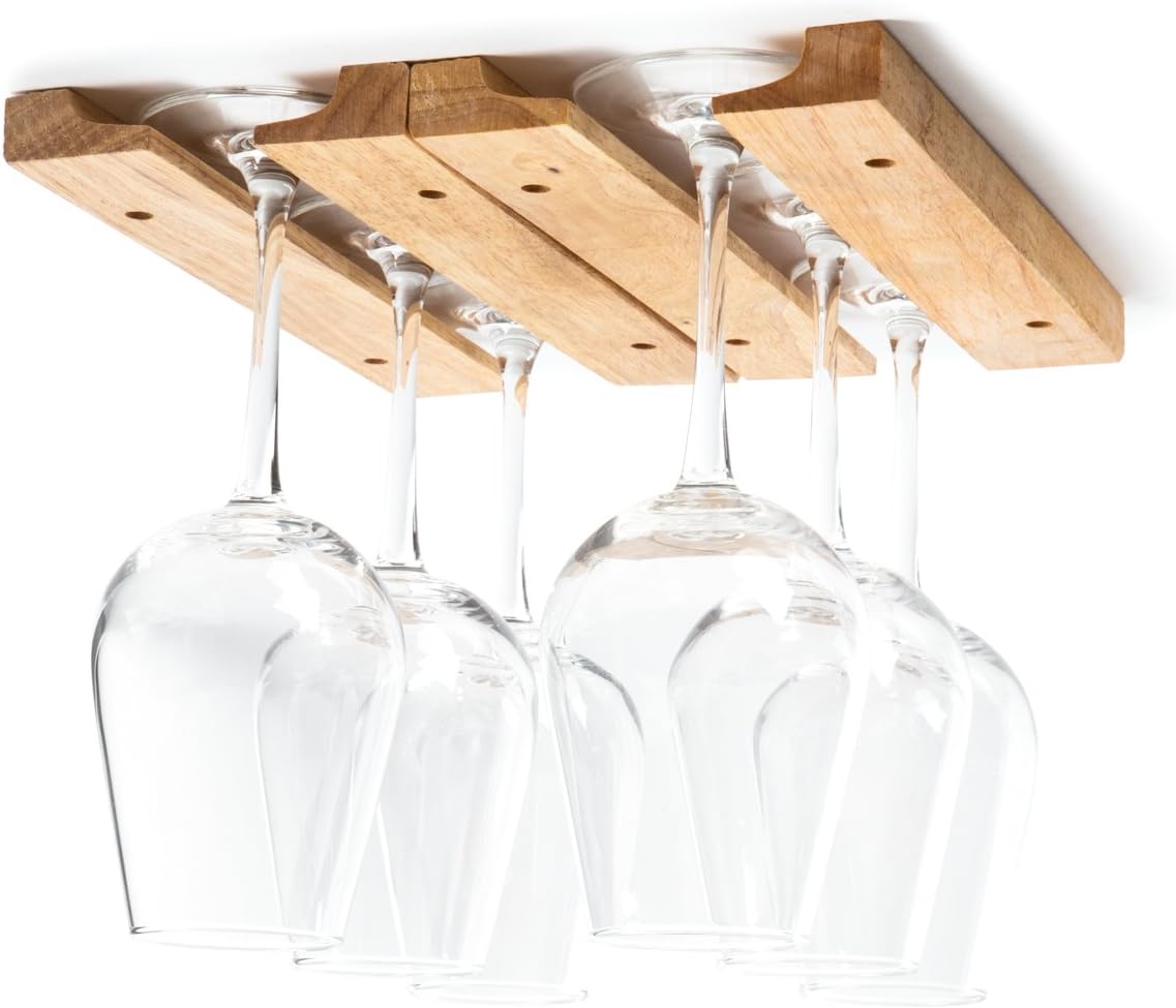 Fox Run Wooden Wine Glass Holder Rack - 11x7x075 Inches Brown