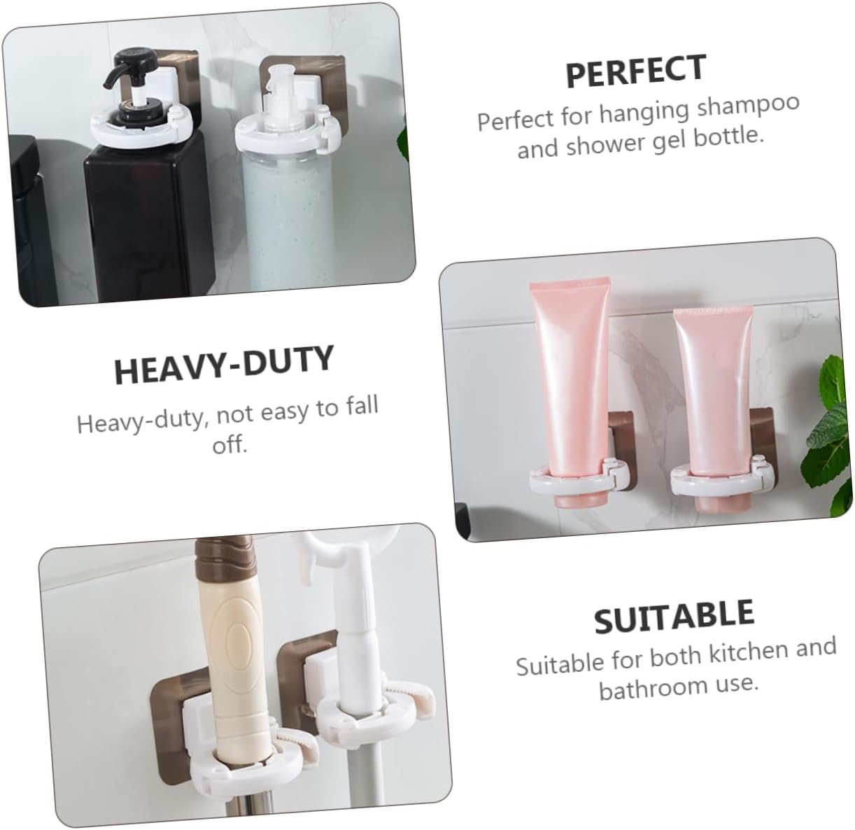 FONDOTIN 3pcs Wall-Mounted Shower Gel Bottle Holder