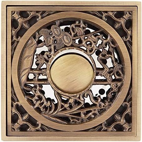 Tomotato Square Drain Strainer Cover 10cm Antique Brass Bathroom Floor Drain