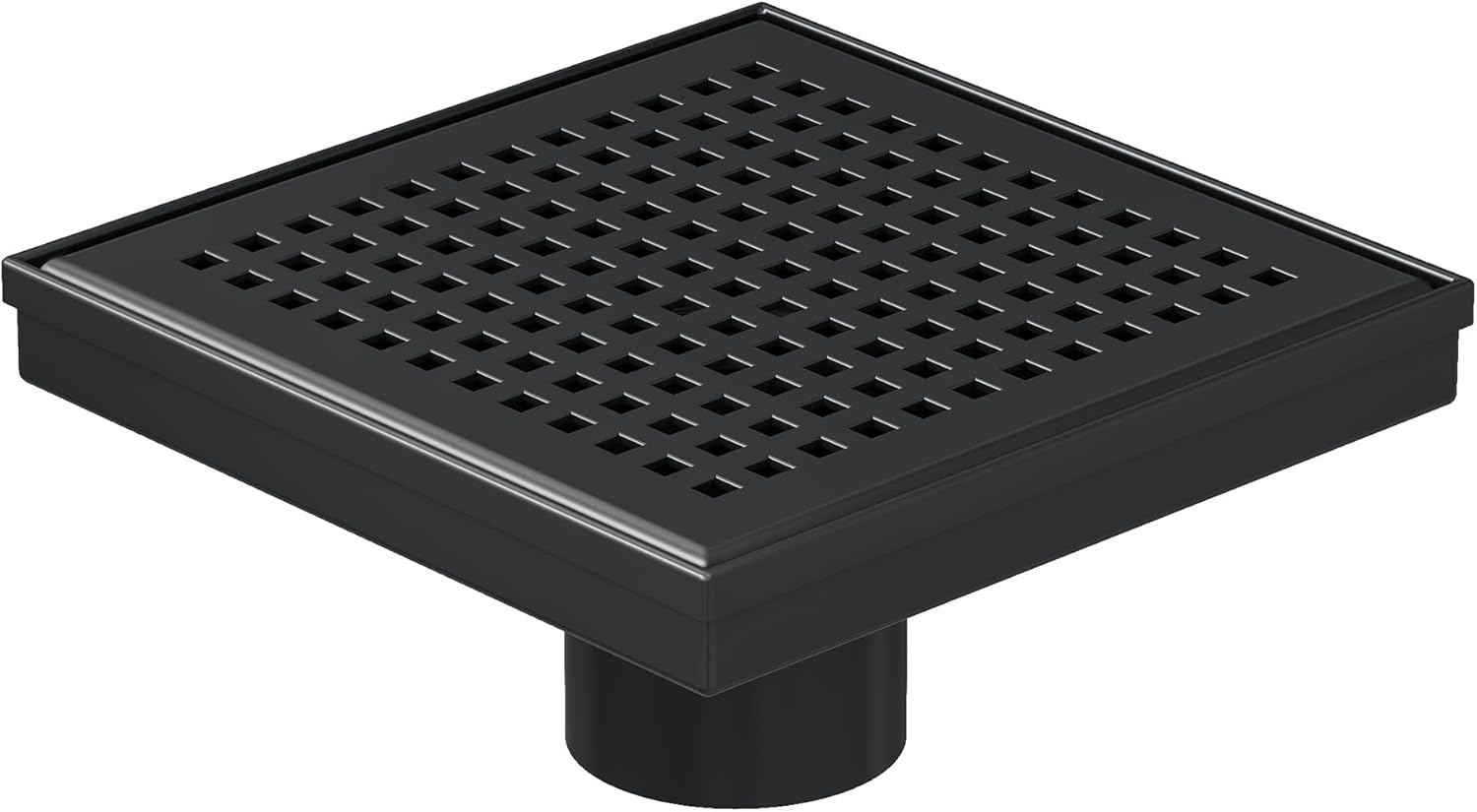 Neodrain 6 Square Shower Drain with Matte Black Hair Strainer