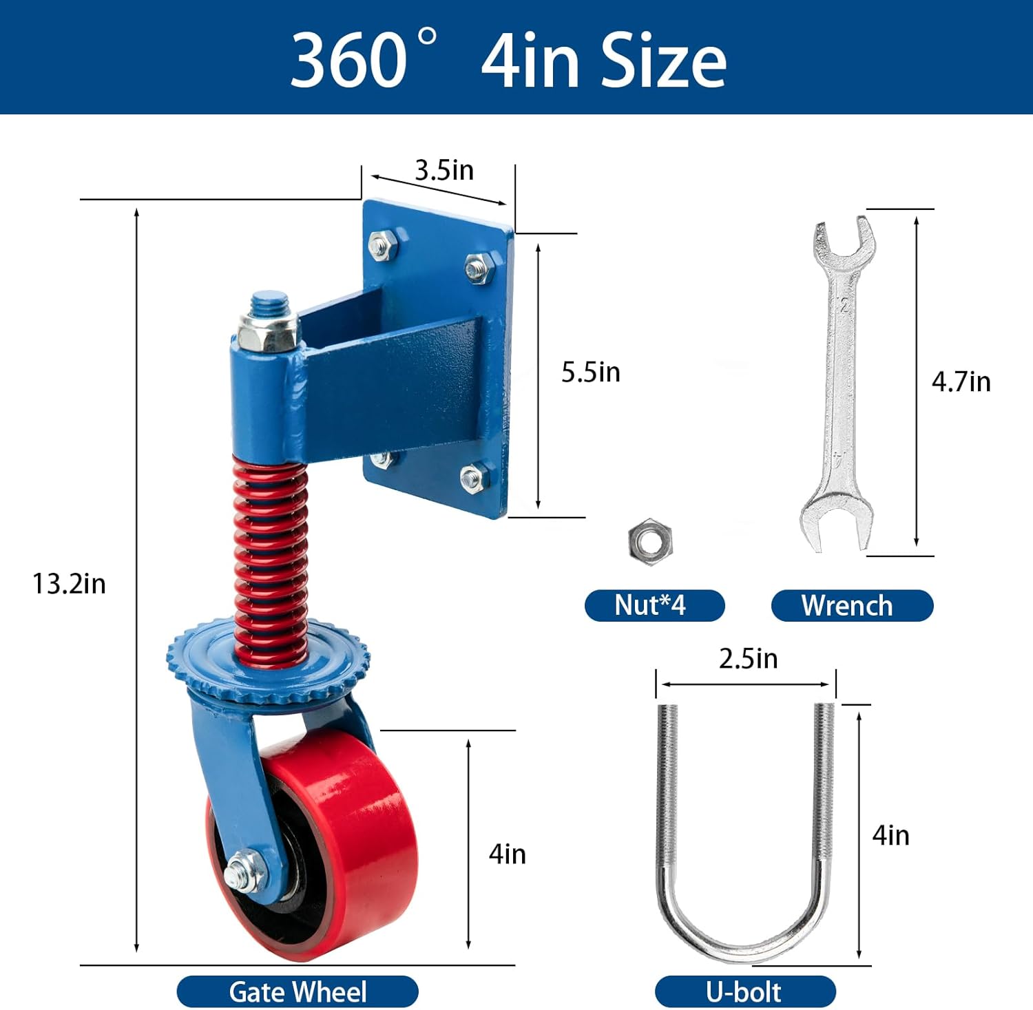 Heavy Duty Fence Gate Wheels 4 Inch 700lb Swivel Load