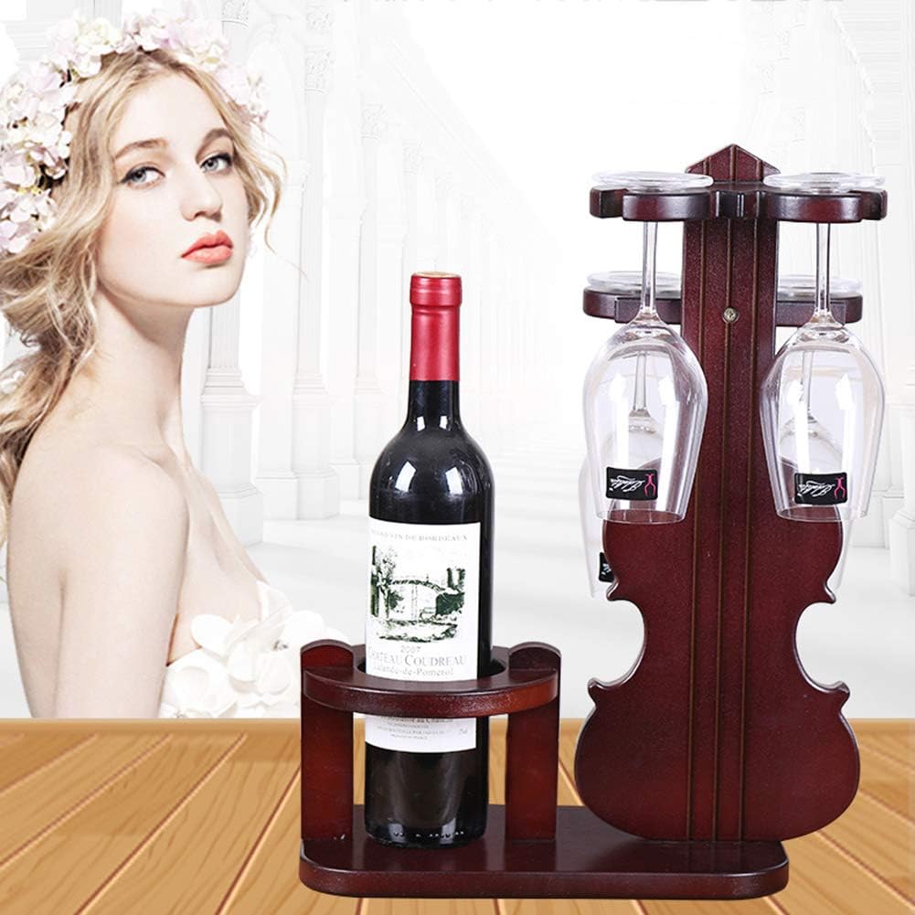 Creative Violin Wine Rack Wood Craft for Home Office
