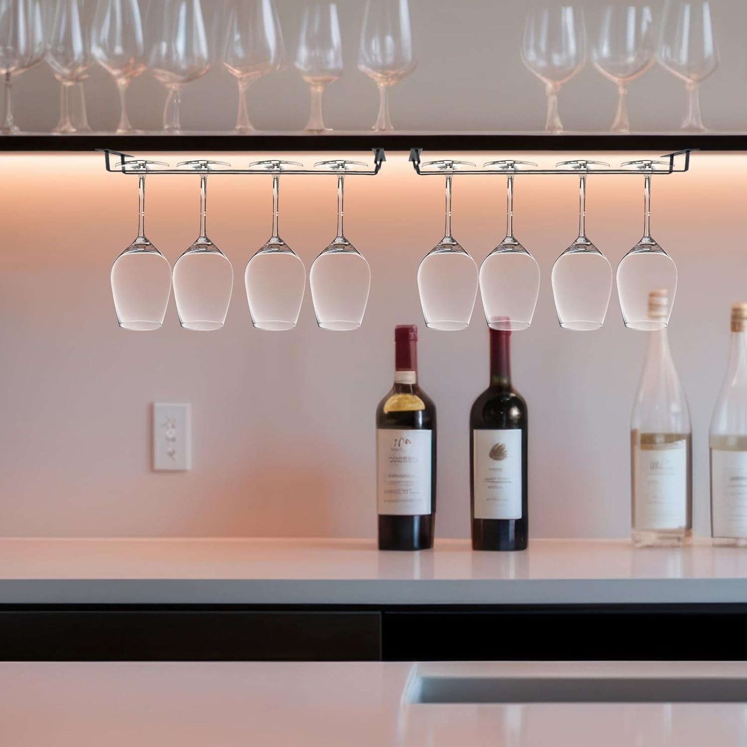 4 Pack 156 Inch Black Wine Glass Rack