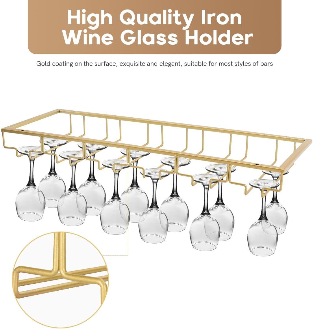 Xverycan 6 Row Wine Glass Rack Under Cabinet