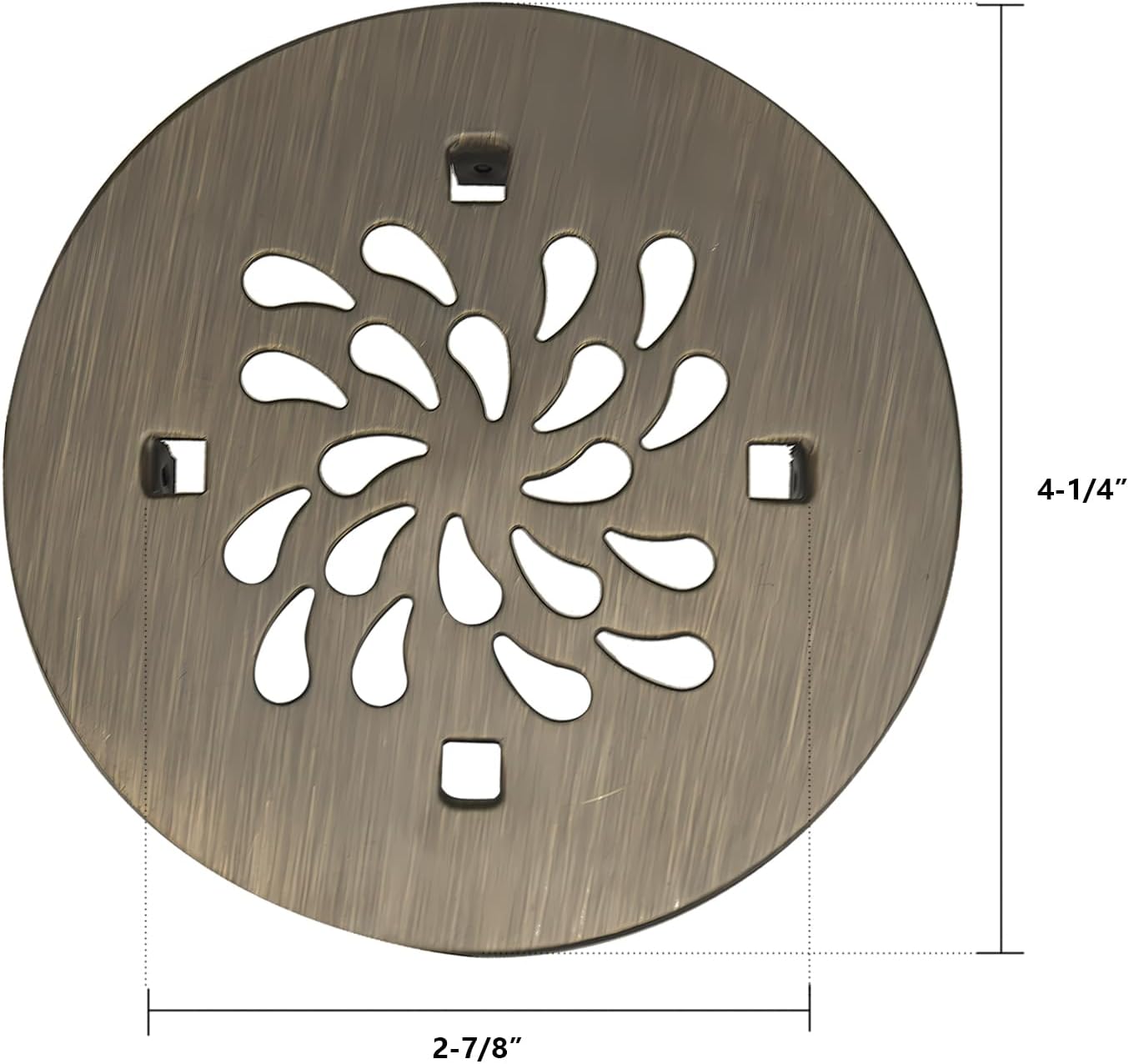 Uni-Green 4-14 Round Shower Drain Grate - Antique Brass Waterdrop Shape