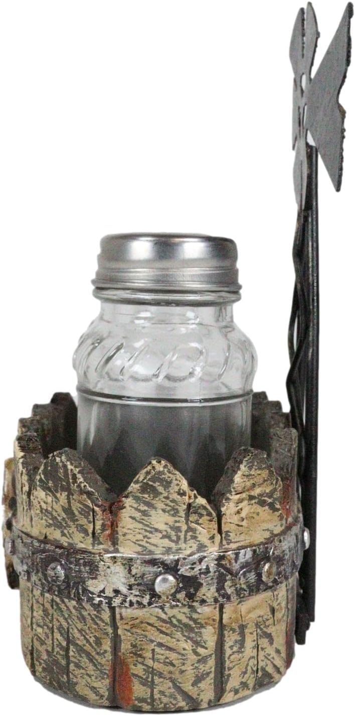 Ebros Gift 6-Tall Rustic Windmill Salt and Pepper Shaker Holder Set