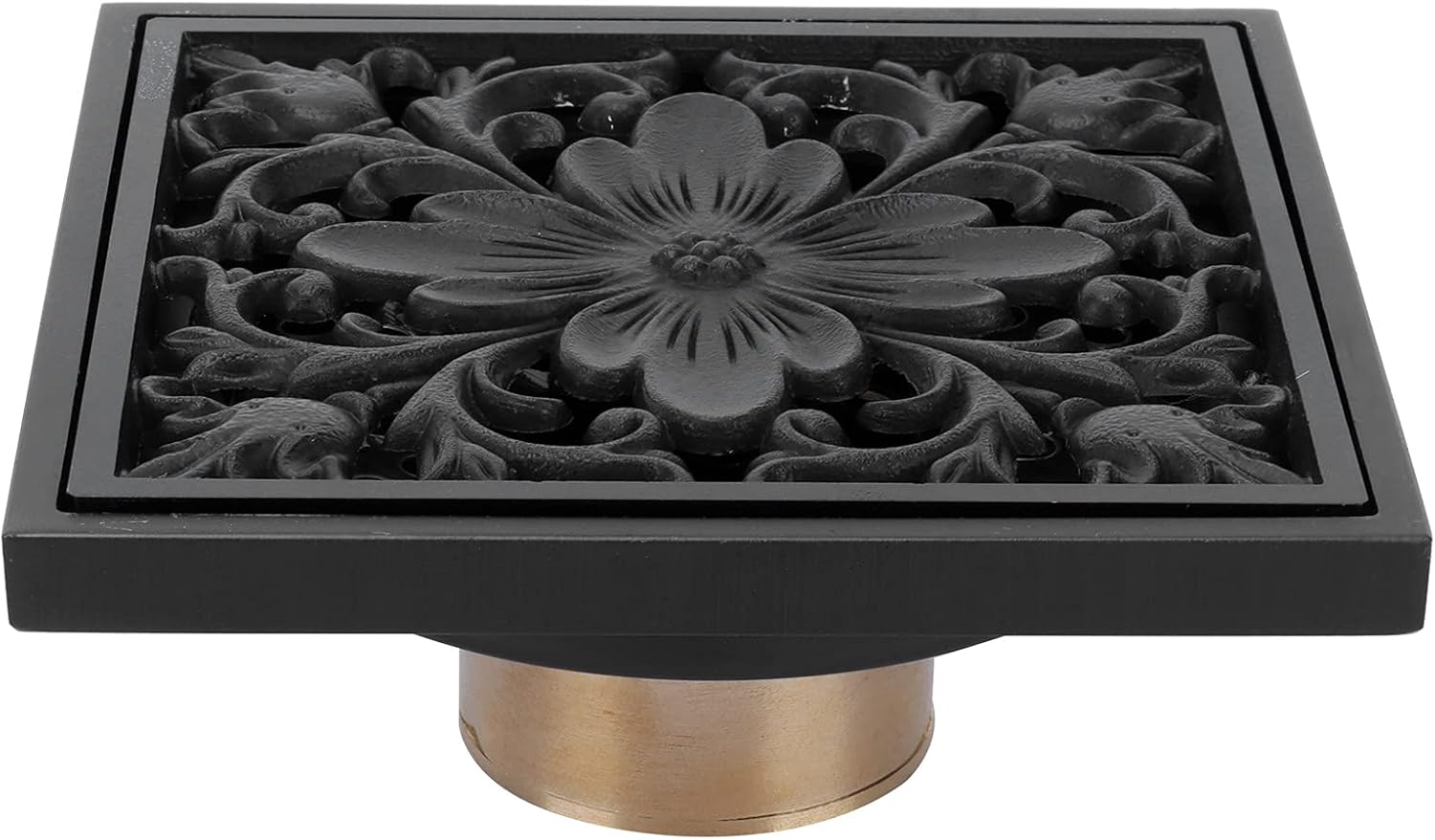 Hapivida Antique Black Square Floor Drain with Strainer