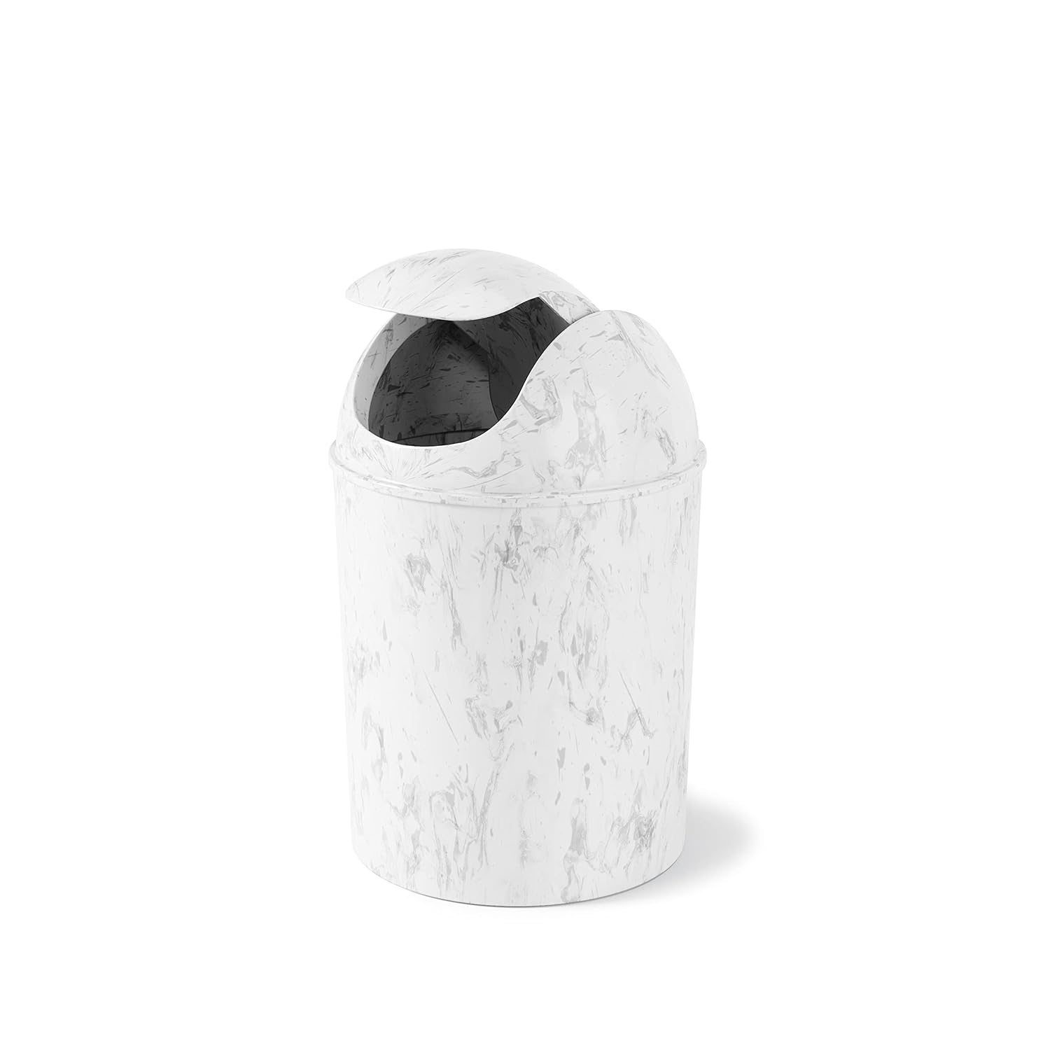 Umbra 125-Gallon Mini Waste Can with Swing-Top Lid - White Marble