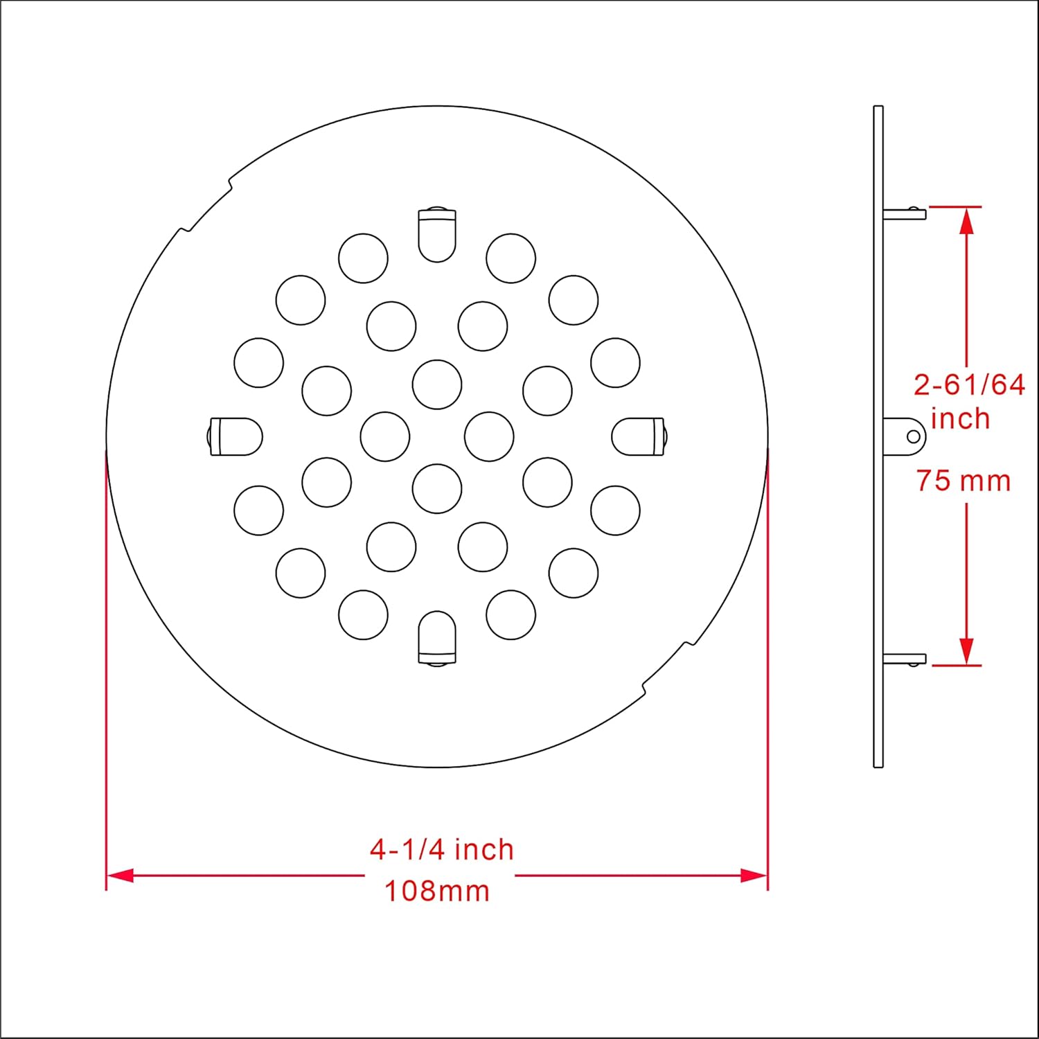 RRAJJ 4-14 Inch Round Snap-in Shower Drain Cover Replacement