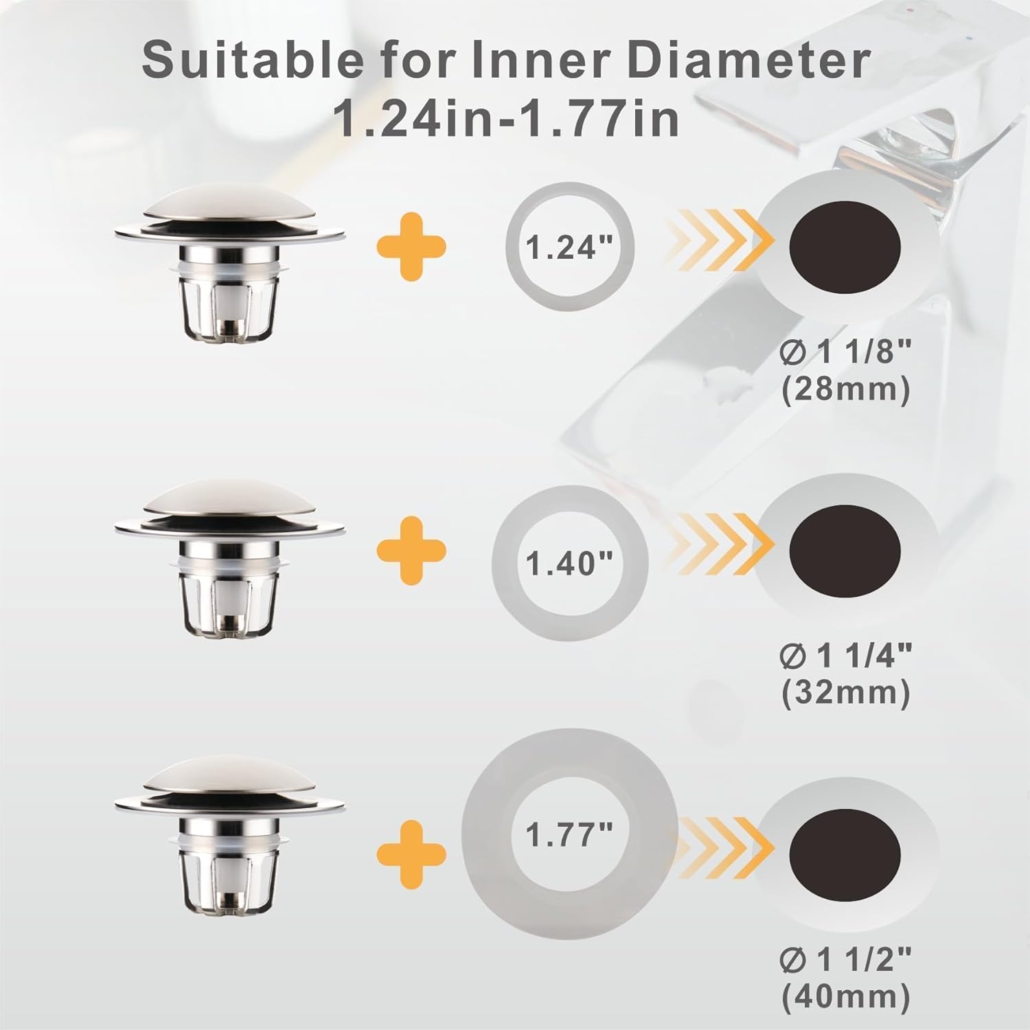 Wellup Universal 2-in-1 Sink Stopper with Hair Catcher
