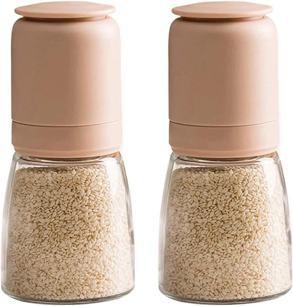 Salt and Pepper Grinder Set with Clear Glass Body