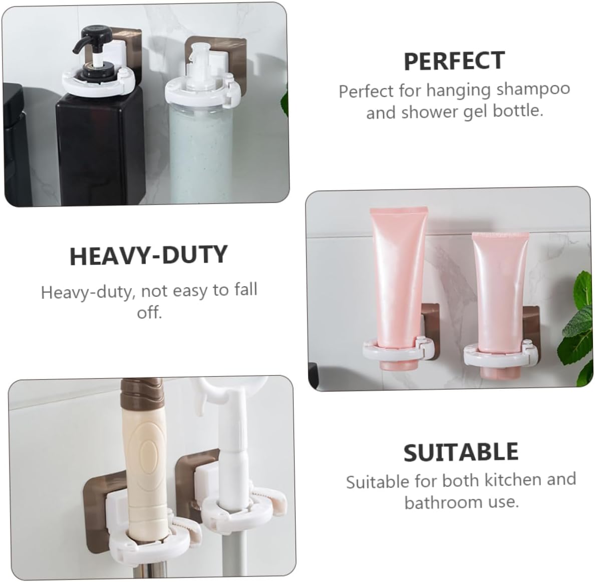 PRETYZOOM 3Pcs Adhesive Shower Gel Holders Wall Mounted Storage Racks