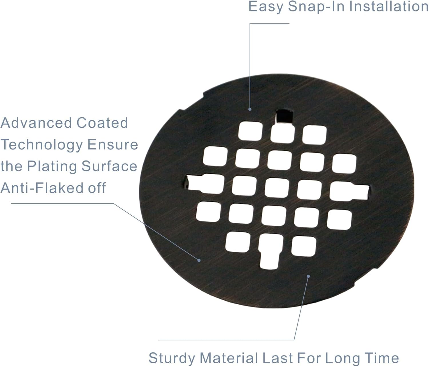 HIDROP 4-14 Bronze Snap-in Shower Drain Cover 1